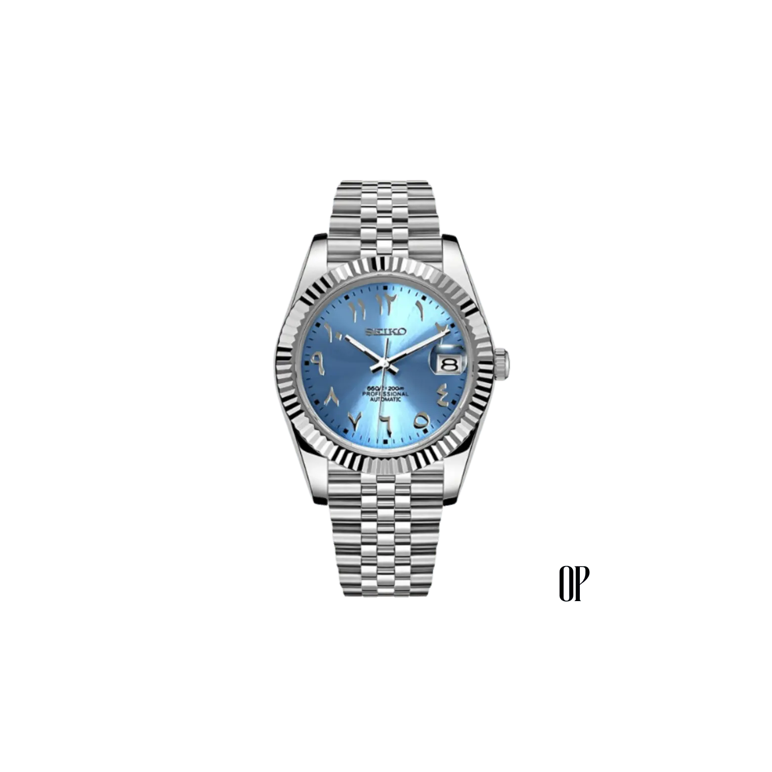 Seiko Mod Datejust Arabic Light Blue.