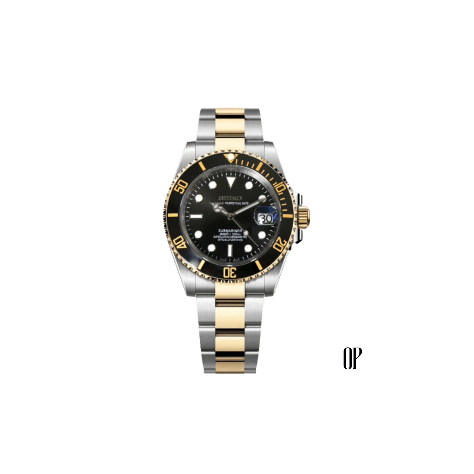 Seiko Mod Submariner Two-Tone Black.